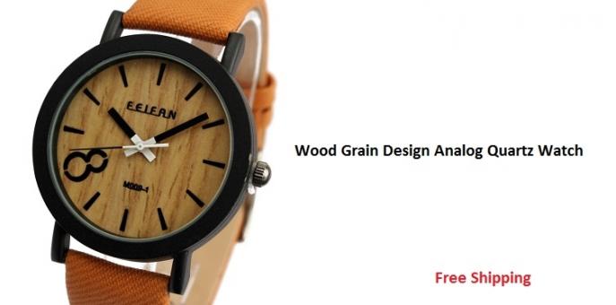 Wood Grain Design Analog Quartz Watch